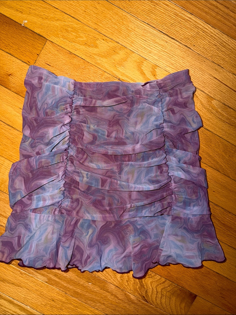 Forever 21 Purple Marble Ruffle Mini Skirt